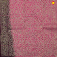 Wine With Pink Floral Buttas Motifs Gold Zari Checked Pure Kanjivaram Soft Silk Saree - Thenianantham