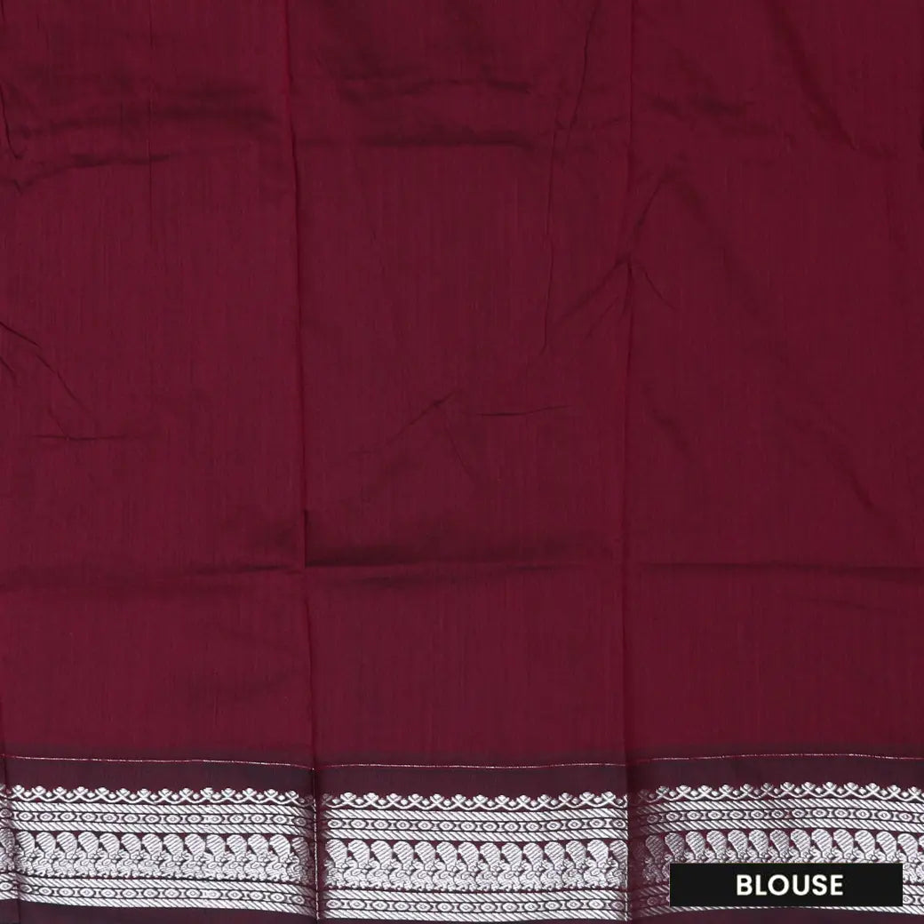 Navy Blue  With Maroon   Premium Quality Kalyani Cotton Saree