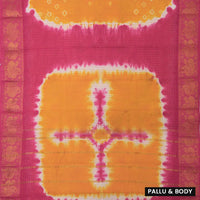 Orange and Pink Sungudi Cotton Saree without Blouse