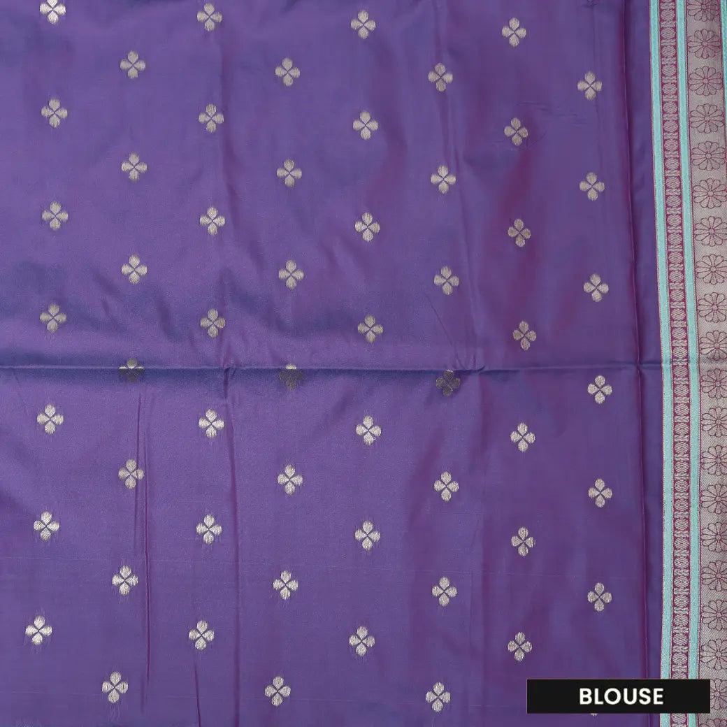 Dark Cyan with Purple Soft Silk Saree