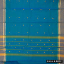 Peacock Blue with Purple Pure Chettinad Cotton Saree without Blouse