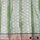 Pista Green and Royal Blue Art Pattu Pavadai Material