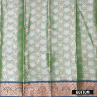 Pista Green and Royal Blue Art Pattu Pavadai Material