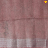 Onion Pink with Silver Border Tissue Checks With Floral Digital Prints saree