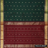 Green with Maroon Traditional Buttas Venkatagiri Pure Cotton Saree