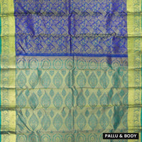 BLUE WITH GREEN  colour pure Kanchipuram silk saree