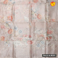 Light Peach With Organza Silk Saree