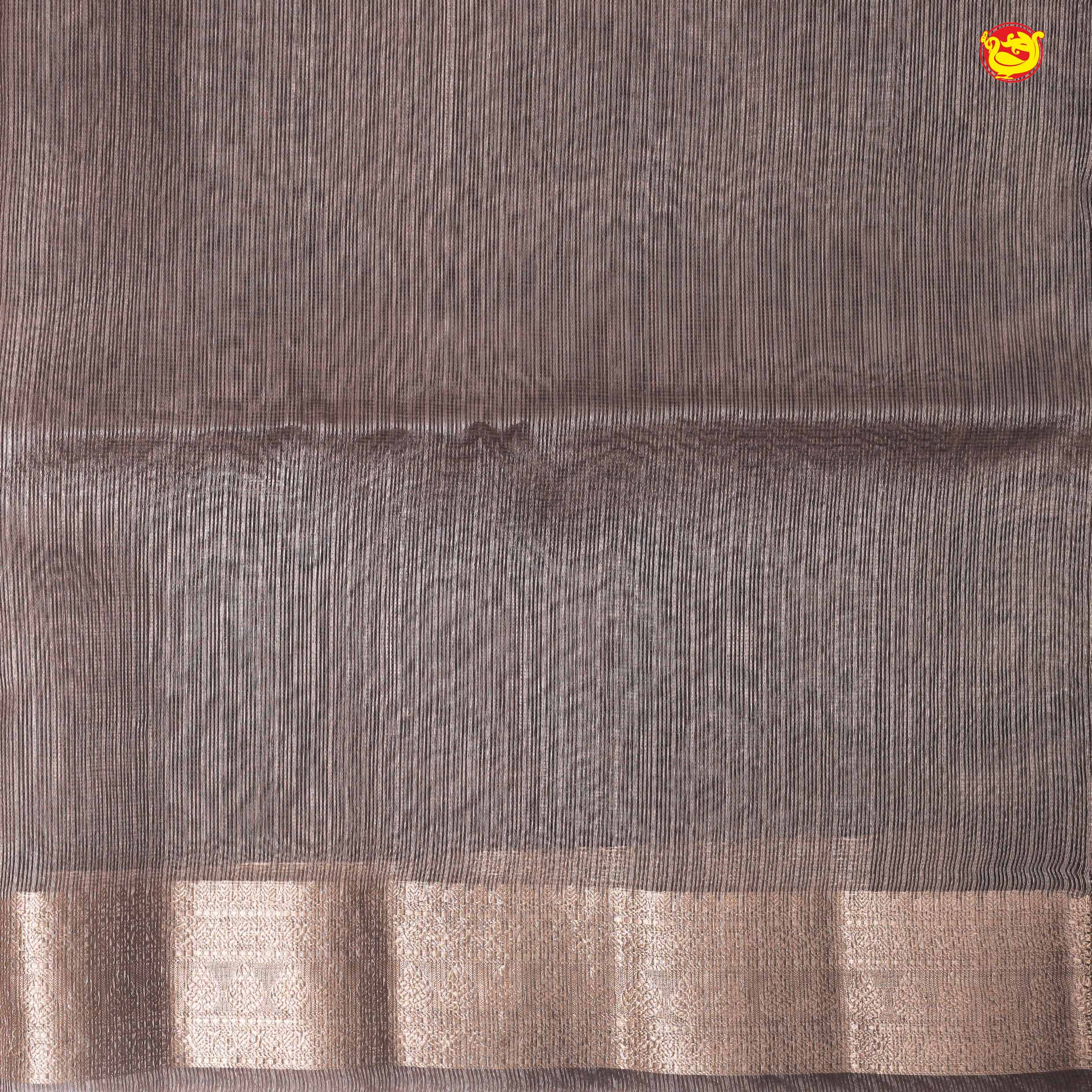 Light Brown with Gold Zari Border Tissue With Digital Prints saree