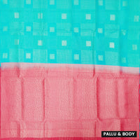 Green with Red  Soft Silk Saree