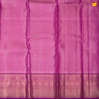 Purplish Pink With Jacquard Pattern Floral Motifs Gold Zari Border Pure Kanjivaram Subhalaya Wedding Silk Saree - Thenianantham