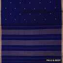 Navy blue Traditional Narayanpet Cotton Saree with Contrast Border