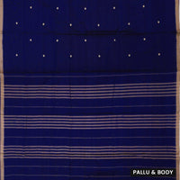 Navy blue Traditional Narayanpet Cotton Saree with Contrast Border