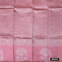 Bright Pink Color Semi Litchi Silk Saree
