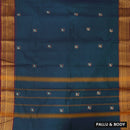 Dark Blue With Pure Cotton Saree without Blous