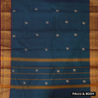 Dark Blue With Pure Cotton Saree without Blous