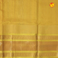 Dark Tomato Pink & Lemon Yellow With Gold Zari Floral Buttas Pure Silk Cotton Saree