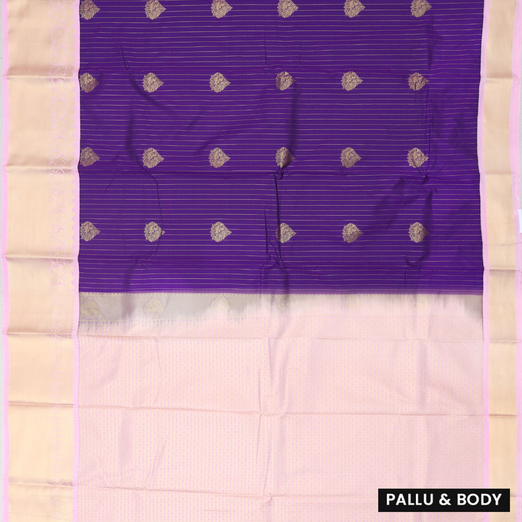 Deep purple With  light peach Vaira Oosi Silk Saree