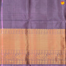 Dark Navy Blue With Lavender Floral Buttas Motifs Gold Zari Border Pure Kanjivaram Soft Silk Saree - Thenianantham