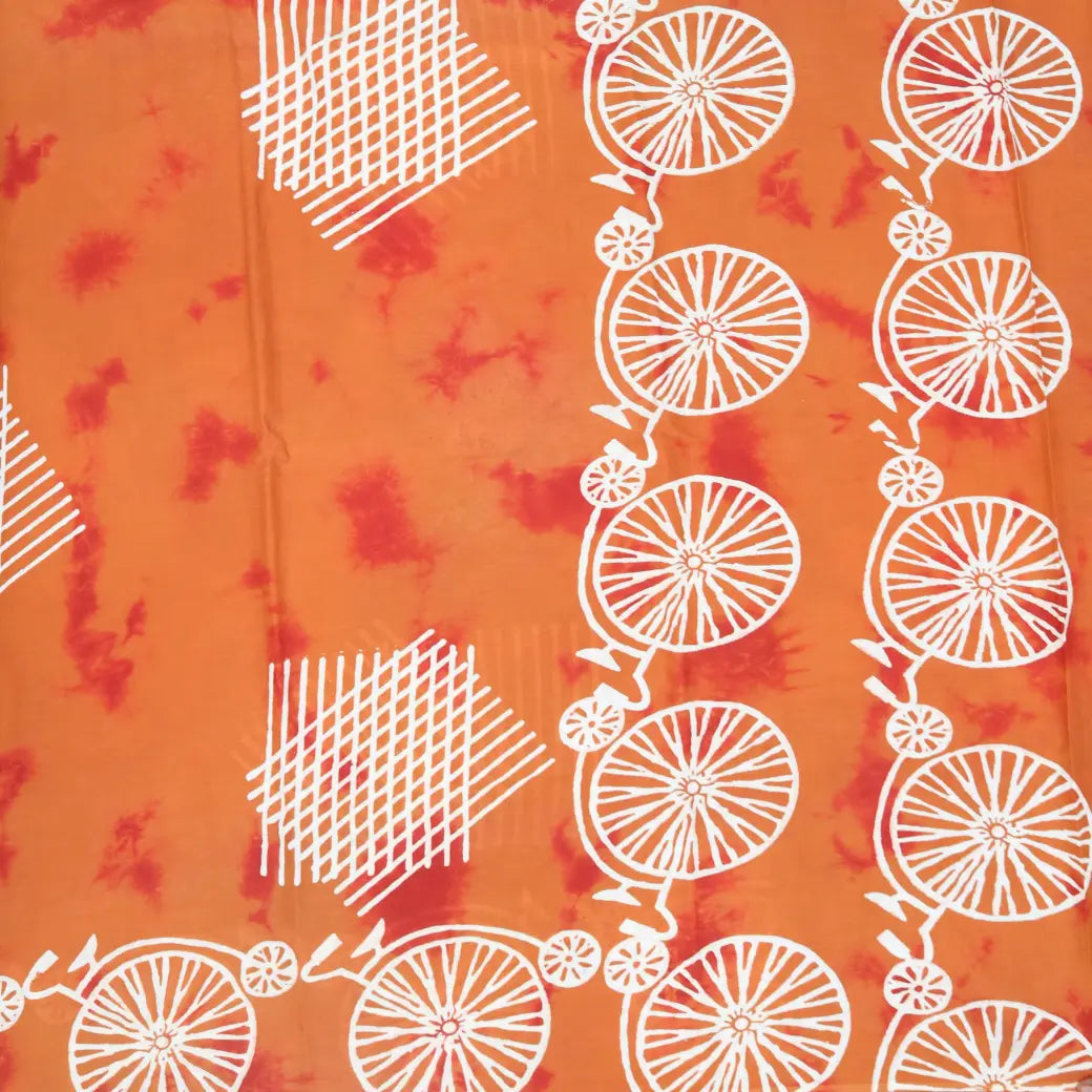 Pearl Orange with White Pure Mul Mul Cotton Saree with Blouse