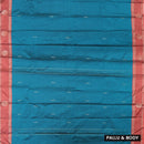 Teal Blue With Coffee Brown Border  Arani Silk Saree