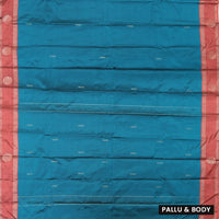 Teal Blue With Coffee Brown Border  Arani Silk Saree