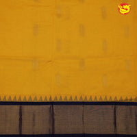 Yellow with midnight blue pure silk cotton saree - Thenianantham