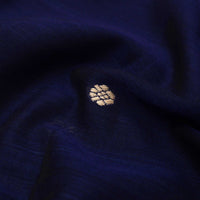 Navy blue Traditional Narayanpet Cotton Saree with Contrast Border