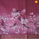 Dark Onion Pink With Floral Design Zari Border Digital Print Semi Linen Saree