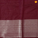 Mustard Yellow With Dark Maroon Stripes Design Semi Silk Blend Saree With Double Blouse Concept