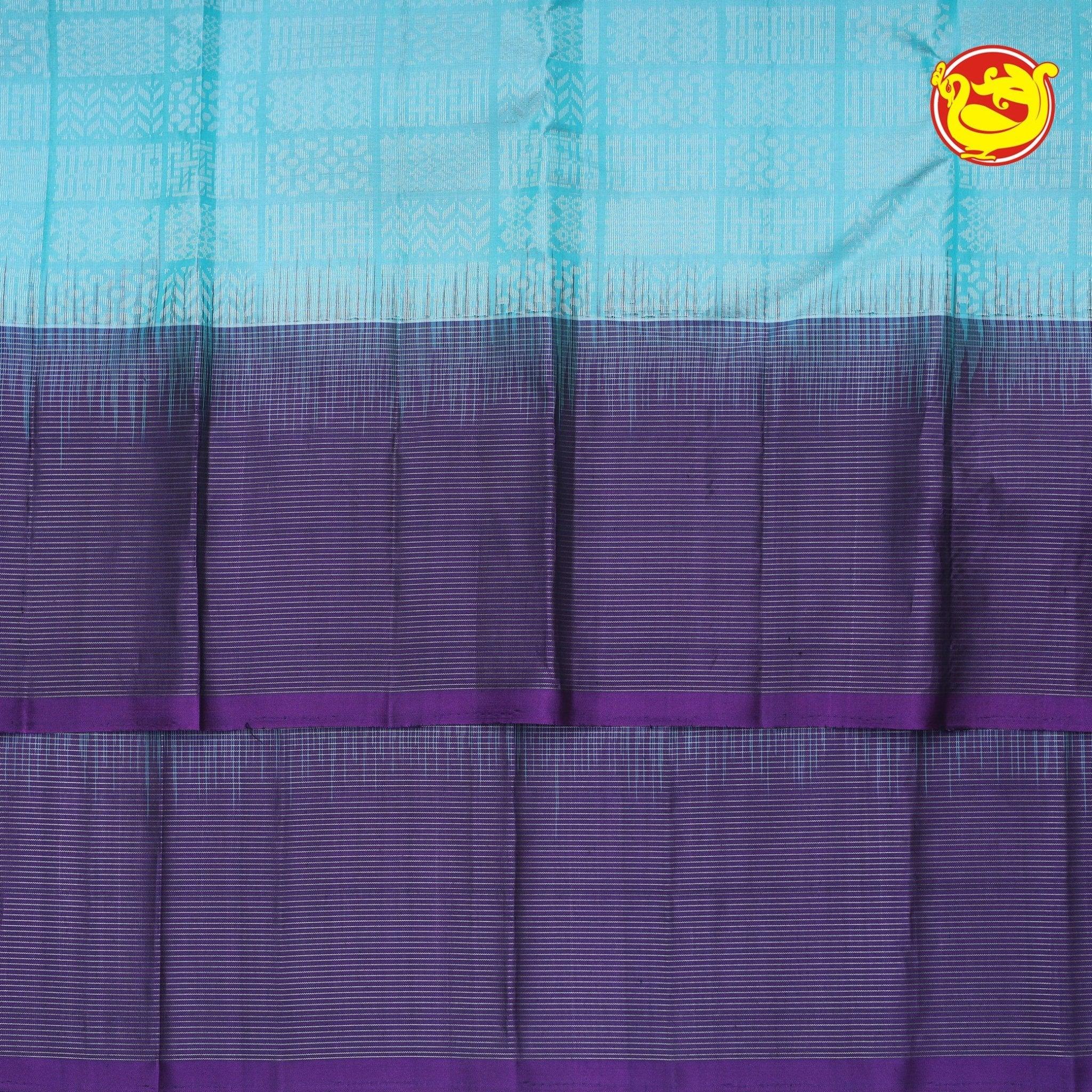 Ice Blue With Dark Purple Soft Silk Saree - Thenianantham