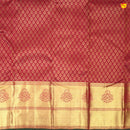 Dark Red With Floral Motifs Gold Zari Long Border Pure Kanjivaram Subhalaya Wedding Silk Saree - Thenianantham