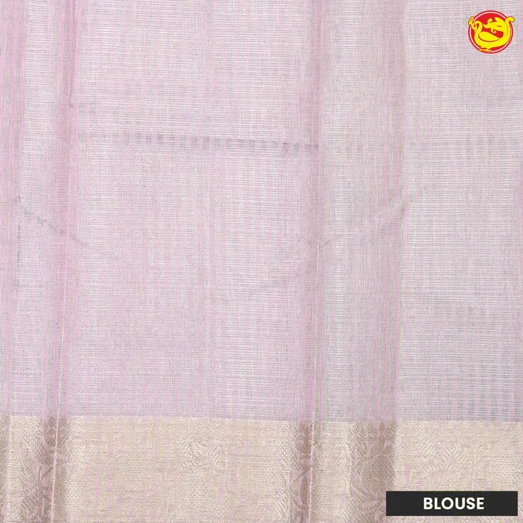 Baby pink linen tissue saree with digital prints - Thenianantham