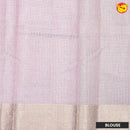 Baby pink linen tissue saree with digital prints - Thenianantham