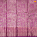 Purplish Pink With Jacquard Pattern Floral Motifs Gold Zari Border Pure Kanjivaram Subhalaya Wedding Silk Saree - Thenianantham