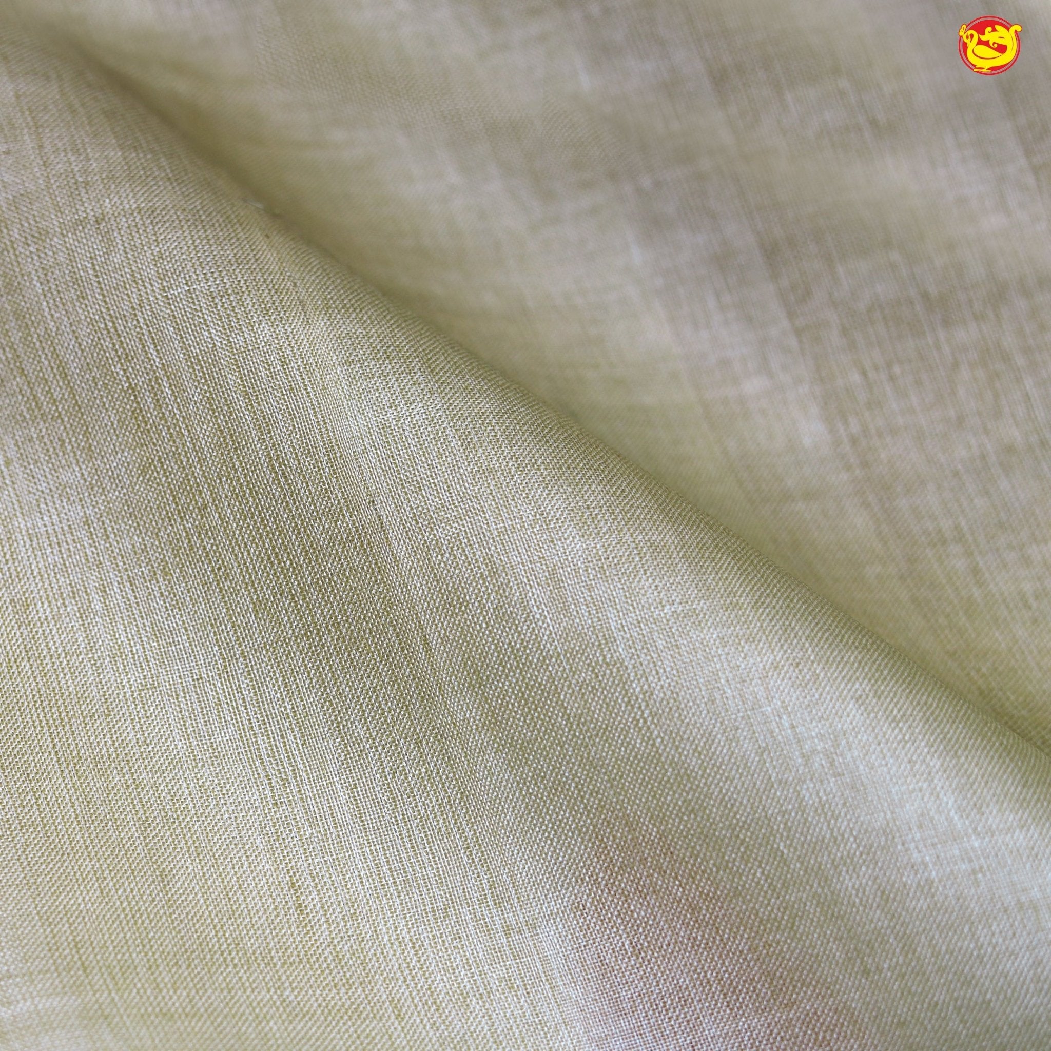 Pure Tussar Silk Saree Half White and Olive Green With Floral Design and Painted Prints and Zari Woven Border - Thenianantham