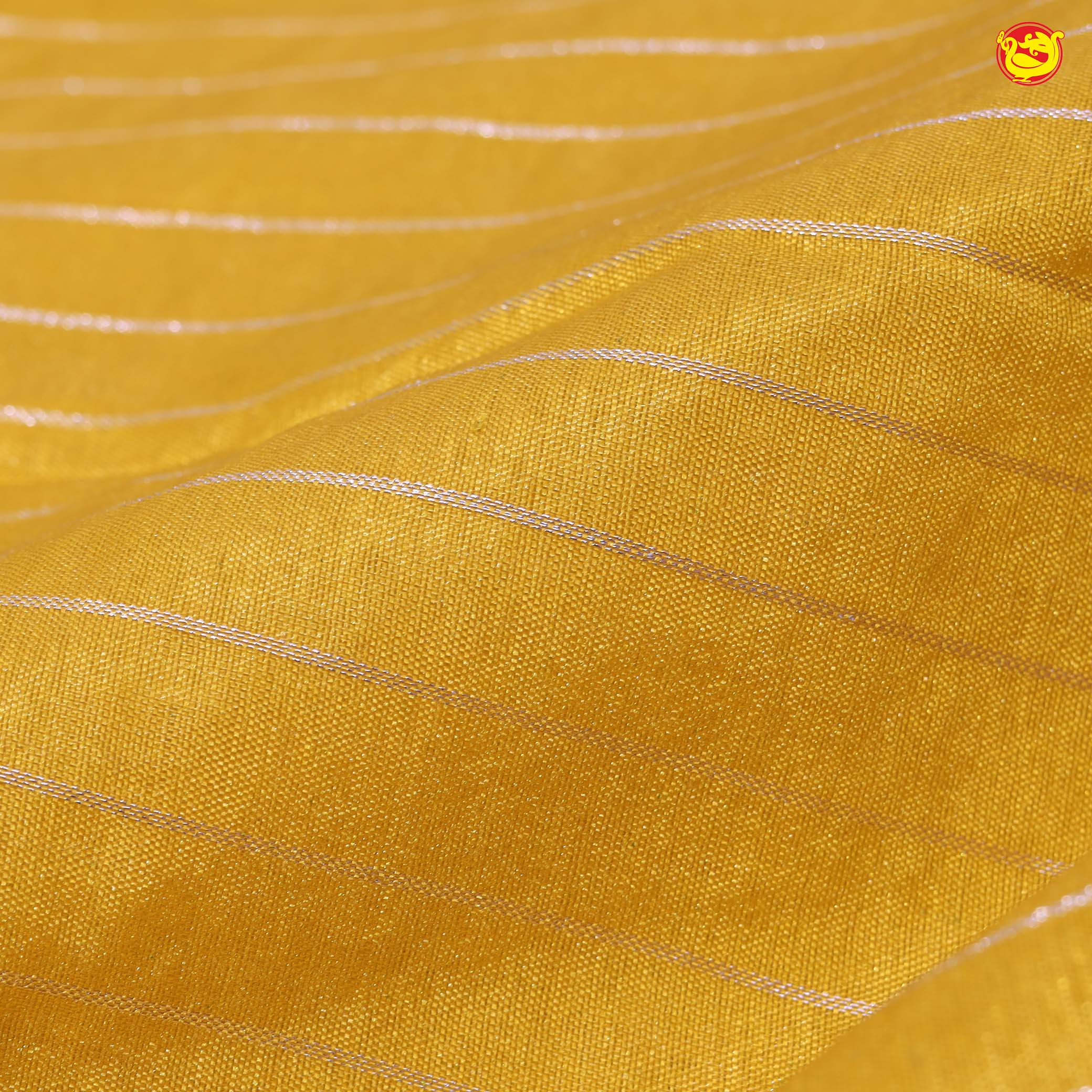 Mustard Yellow With Dark Maroon Stripes Design Semi Silk Blend Saree With Double Blouse Concept