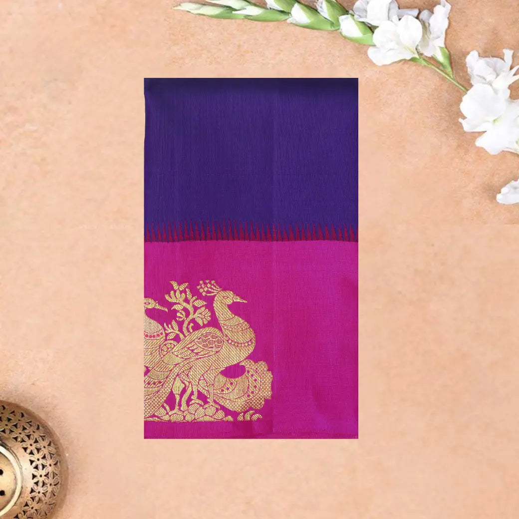 Royal Blue with Dark Pink Soft Silk Saree