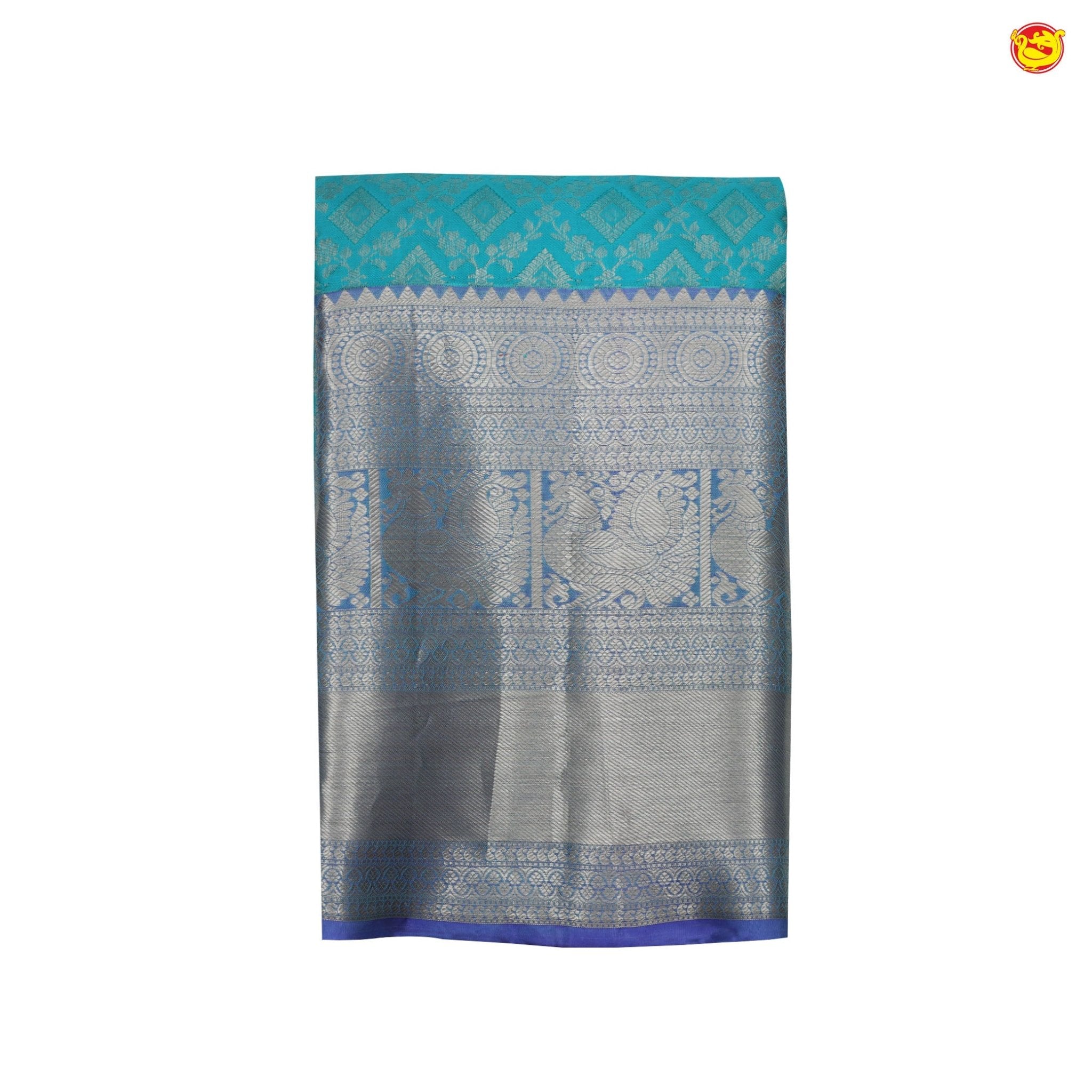 Sky blue with greyish blue border subhalaya pure silk saree - Thenianantham