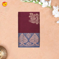 Maroon With Light Steel Blue Kalyani Cotton Saree