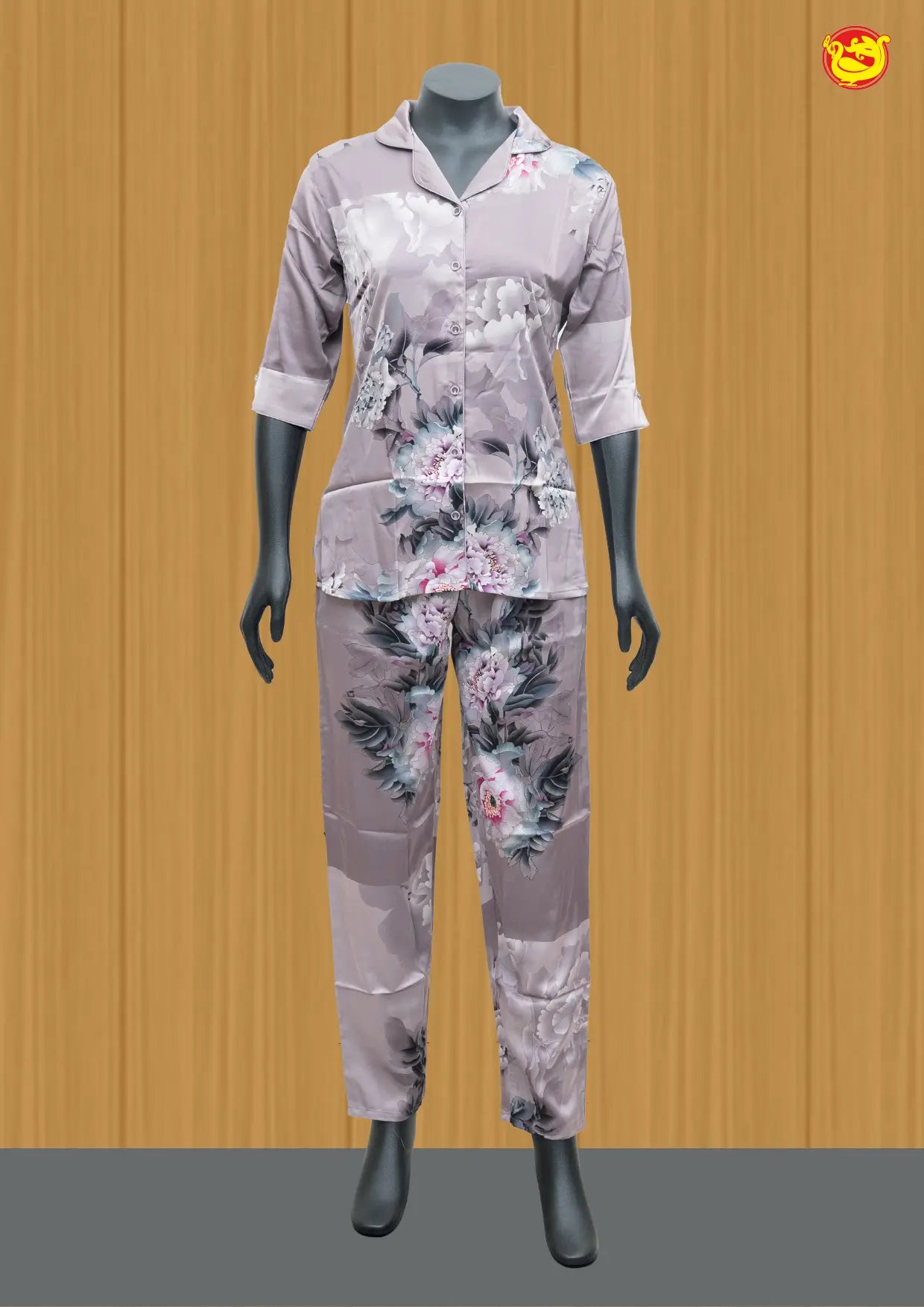 Gray Women Night Suit Printed