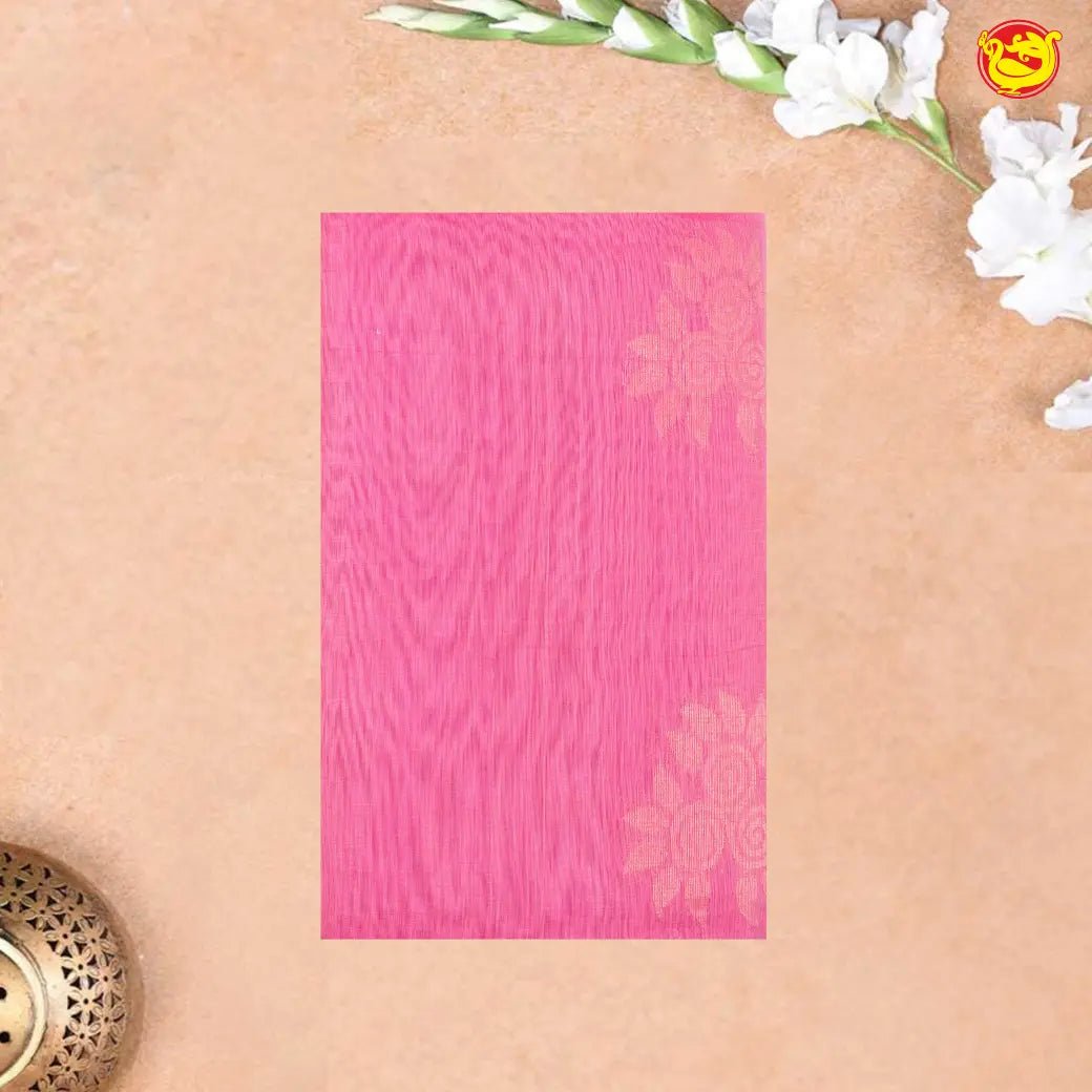 Baby Pink with Rama Green Pure Silk Cotton Saree