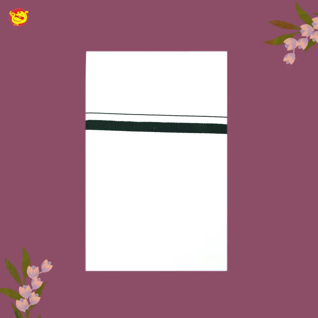 White with Green Fancy Border Single Layer Cotton Men’s Dhoti