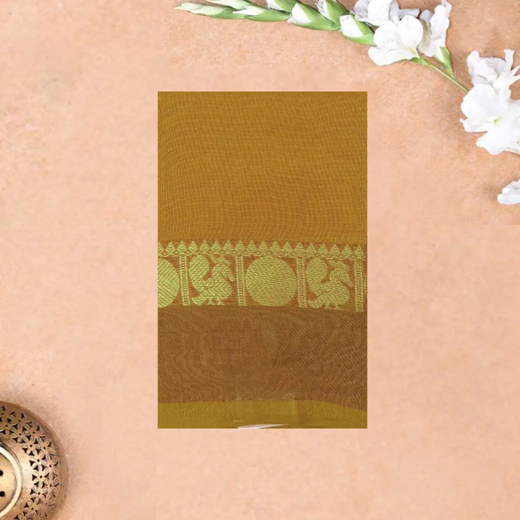 Mustard Yellow Pure Chettinad Cotton Saree without Blouse