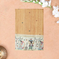 Sandal with cream color Semi Chanderi Silk Saree
