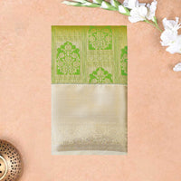 Pista Green and Cream colors Art Silk Saree