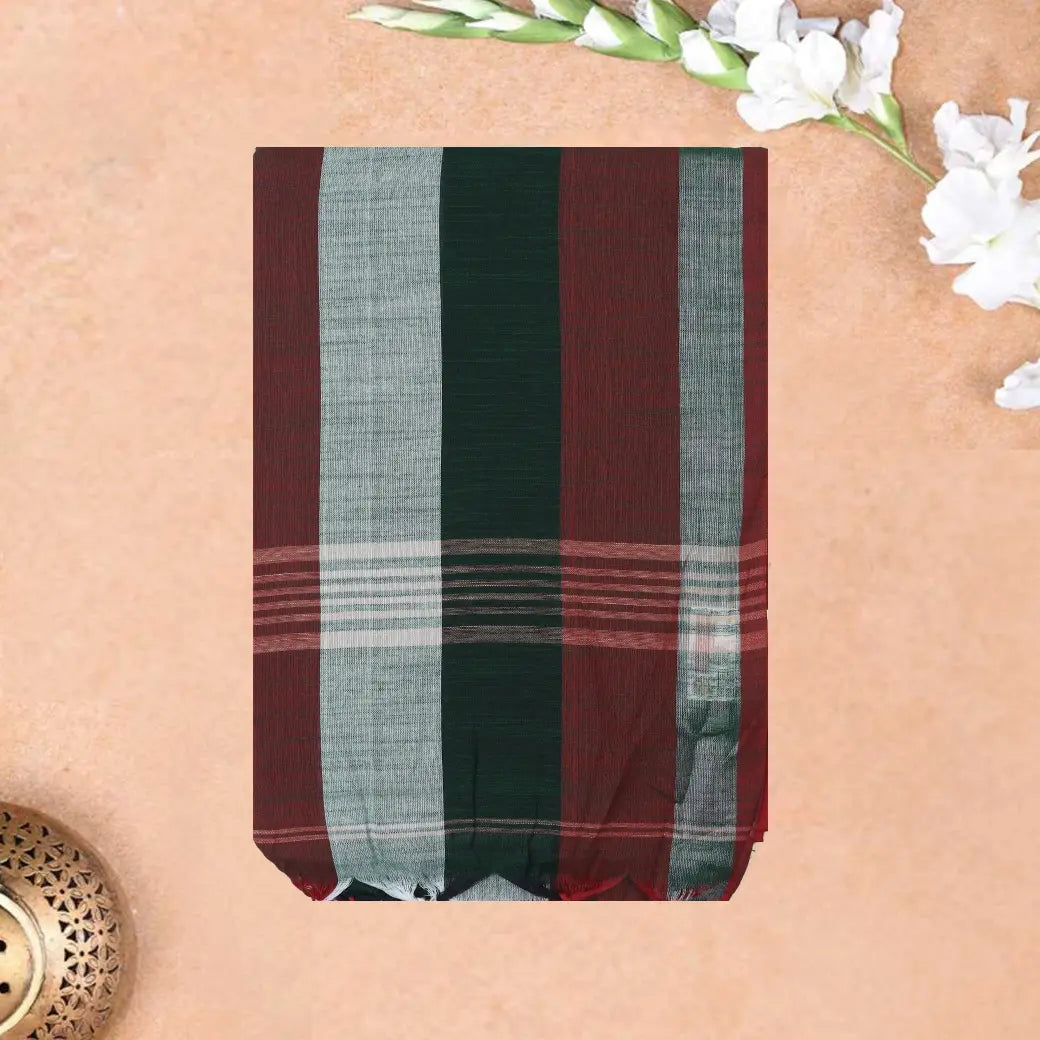 Multicolor Checked Linen Cotton Saree
