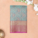 Cyen  with Pink Gold Zari Border Wedding Silk Saree