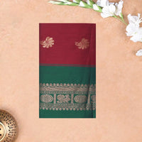Red  With  Green  Premium Quality Kalyani Cotton Saree  