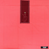 Peach Pink With Maroon  Cotton Ladies Chudithar Material