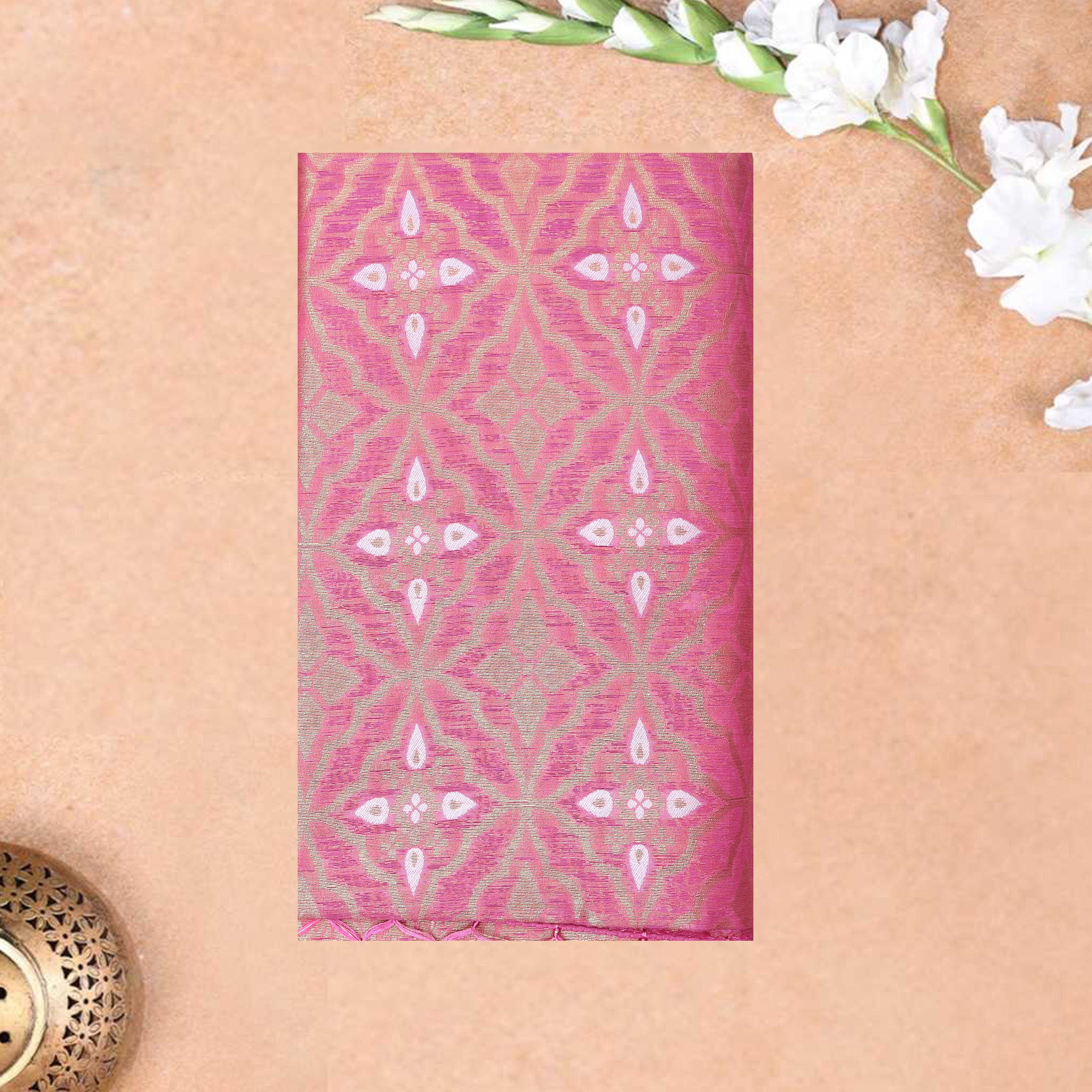 Pink Colour Fancy Weaving Saree